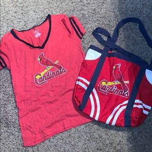 EUC St Louis Cardinals Shirt & Bag
